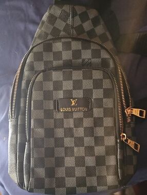 Louis Vuitton Damier Graphite Checker Sling Belt Bag with Gold Hardware